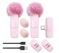 Wrtysully Microfono Lavalier Wireless Portatile per Registrazione Audio e Video, Mini Microfono per PC, Videocamera, Telefono per Giochi in Diretta