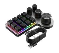 Wrtysully Mini Tastiera Personalizzata 12 4 Manopole RGB BT Tastiera Meccanica Programmazione Hotswap Tastierino da Gioco Macro Nero