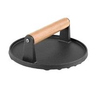 Wrtysully Pressa per Carne per Grigliare Pressa per Pancetta Rotonda In Ghisa Pressa per Hamburger con Manico In Legno