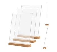 Wrtysully Set di 4 Espositori per Menu da Tavolo, Porta Cartelli In Acrilico, Kit 8,5 X 11 Pollici, Cornici In Acrilico Trasparente A Forma di L/T, Base In Legno, per Ufficio