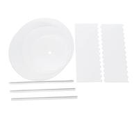 Wrtysully Set di Dischi per Torta Tondi nel Acrilico - Dischi per Torta Tavole Circolari con Foro Centrale - 2 Raschietti un Pettine (4 Modelli) e di Centraggio
