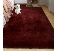 WRUIJIO Tappeto a Pelo Lungo 170 x 200 cm Antiscivolo Morbido Tappeti a Pelo Lungo Semplice e Moderno per Interni, Cameretta Dei Bambini, Soffice per La Decorazione Della Casa, Weinrot