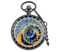 WRVCSS Orologio astronomico di Praga Orologio da tasca con catena Orologio analogico al quarzo Orologio ricordo