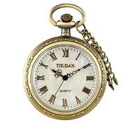 WRVCSS Orologio da taschino con numeri romani al quarzo vintage Collana con ciondoli da uomo e da donna SilmChain