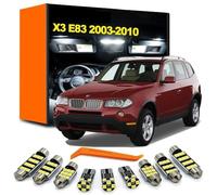 WRWRW 16 pezzi senza errori Canbus adatti for BMW X3 E83 2003 2004 2005 2006 2007 2008 2009 2010 lampadine a LED kit luce targa mappa cupola interna(White)