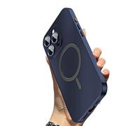 WRYHAUL 2026 New Magnetic Metal Snap-On for iPhone Case Style Meets Security, for iPhone 17/16/15, Magnetic Charging Anti-Collision Matte Protective Case (16-Plus,Blue)