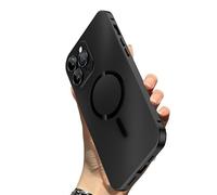 WRYHAUL 2026 New Magnetic Metal Snap-On for iPhone Case Style Meets Security, for iPhone 17/16/15, Magnetic Charging Anti-Collision Matte Protective Case (15 Pro-Max,Black)