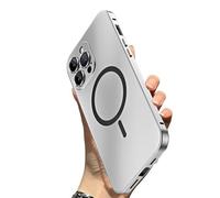 WRYHAUL 2026 New Magnetic Metal Snap-On for iPhone Case Style Meets Security, for iPhone 17/16/15, Magnetic Charging Anti-Collision Matte Protective Case (15 Pro,Silver)