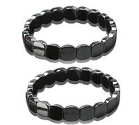 Wryhaul Hemys Hematite Bracelet Men, Hematite Bracelets for Men, Enhance Mental Clarity & Focus, Hematite Stone Beaded Stretch Bracelet Gift for Dad, Husband, Boyfriend (2 pz)