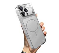 WRYHAUL Upgrade Slim Hard Glass Shockproof Magnetic Case for iPhone 17, with Integrated Camera Protection, Magnetic Charging Anti-Collision Matte Protective Case (17 Pro,Silver)