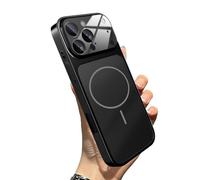 WRYHAUL Upgrade Slim Hard Glass Shockproof Magnetic Case for iPhone 17, with Integrated Camera Protection, Magnetic Charging Anti-Collision Matte Protective Case (16 Pro-Max,Black)