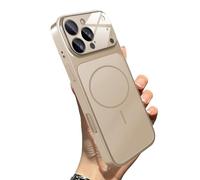 WRYHAUL Upgrade Slim Hard Glass Shockproof Magnetic Case for iPhone 17, with Integrated Camera Protection, Magnetic Charging Anti-Collision Matte Protective Case (16 Pro-Max,Gold)