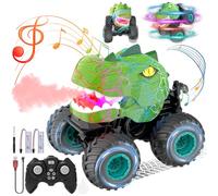 Wrymish Macchina Telecomandata Bambini, Monster Truck, Dinosauro Giocattolo Bambini di 3 4 5 6 7 8 Anni, Auto Macchina Radiocomandata con Luci a LED, Regalo di Compleanno di Natale dei Bambini(Verde)