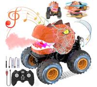 Wrymish Macchina Telecomandata Bambini, Monster Truck, Dinosauro Giocattolo Bambini di 3 4 5 6 7 Anni, Auto Macchina Radiocomandata con Luci a LED, Regalo di Compleanno di Natale dei Bambini(Arancia)