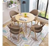 WRYsqbhjyb Tavolo Rotondo da Pranzo per 4, Tavolo e Sedia da Soggiorno, Tavolo e Sedie, Tavolino Salotto, Adatto per una Semplice Sala Relax, Sala da Tè, Pasticceria, Sala Trattative(Brown)