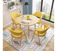 WRYsqbhjyb Tavolo Rotondo da Pranzo per 4, Tavolo e Sedia da Soggiorno, Tavolo e Sedie, Tavolino Salotto, Adatto per una Semplice Sala Relax, Sala da Tè, Pasticceria, Sala Trattative(Yellow)
