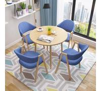 WRYsqbhjyb Tavolo Rotondo da Pranzo per 4, Tavolo e Sedia da Soggiorno, Tavolo e Sedie, Tavolino Salotto, Adatto per una Semplice Sala Relax, Sala da Tè, Pasticceria, Sala Trattative(Blue)
