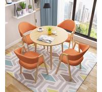 WRYsqbhjyb Tavolo Rotondo da Pranzo per 4, Tavolo e Sedia da Soggiorno, Tavolo e Sedie, Tavolino Salotto, Adatto per una Semplice Sala Relax, Sala da Tè, Pasticceria, Sala Trattative(Orange)
