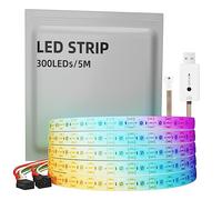 WS2812B Striscia LED Indirizzabile Individualmente 5050 SMD 256 RGBIC LED per Design Fai da Te e Decorazione per la Casa (300LEDs/5M, Bianco)