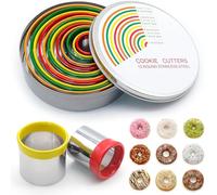 WSAMJIN 12 Pezzi Coppapasta Tondi Colorato, Stampini per Biscotti Acciaio Inox con Scatola Rotonda, Coppapasta Rotondo DIY Utensili da Pasticceria per Cottura, Ciambelle, Biscotti, Torte