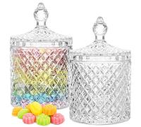WSAMJIN 2 Pezzi Scatola di Caramelle In Cristallo, Barattoli Vetro Porta Caramelle Trasparenti Set Barattoli Vetro Porta Caramelle per Negozio Caramelle, Piccoli Oggetti, Cibo