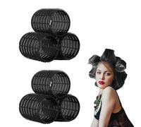 WSAMJIN 6 Pezzi Bigodino Set, 60mm Curler Autoadesivo Bigodini Riccioli Senza Calore Bigodini Grandi Corti Nessun Senza Rulli Termici per Parrucchiere Lungo, Medio Corto