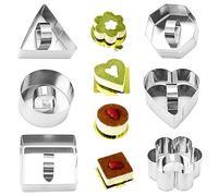 WSAMJIN 6 Pezzi Coppapasta, Anelli per in Acciaio Inossidabile con Pressa, Coppapasta Multishape Acciaio Stampo per Anelli Dessert Anello per DIY Mousse Torte Dessert 8cm di Diametro (6 Dimensioni)