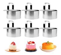 WSAMJIN 6 Pezzi Coppapasta, Coppapasta Tondi, Anelli per Torta in Acciaio Inossidabile Coppapasta Tondi Acciaio Inox Dessert Anello per DIY Mousse Torte Dessert 7,5cm di Diametro