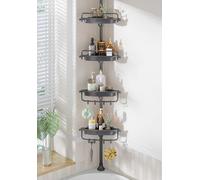 WSBArt Aggiornamento robusto box doccia palo di tensione grigio angolo doccia Caddy 18/8 in acciaio inossidabile antiruggine 4 livelli regolabile doccia organizer doccia ripiani doccia Storage rack
