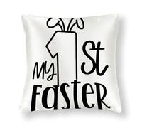 WSDESDEC Comoda federa per cuscino 66 x 66 cm My First Easter Modern Pillow Cases Bunny Farmhouse Decor Square Silk Throw Pillow Case for Home Garden Playroom