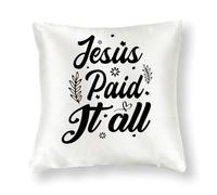 WSDESDEC Federa per cuscino in seta con coniglietto, in tinta unita, 45,7 x 45,7 cm, con scritta in lingua inglese "Jesus Paid It All Country", per divano, camera da letto e interni