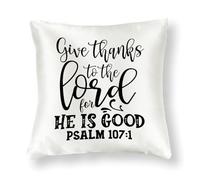 WSDESDEC Federa per cuscino in tinta unita, 66 x 66 cm, con scritta "Thank to The Lord for He Is Good", decorativa, quadrata, in seta, per interni, ufficio, vacanze, feste