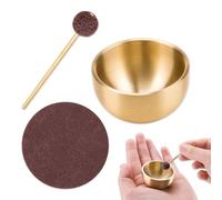 WSDMAVIS 1 mini campana tibetana squisita con martello e cuscino in ottone battuto a mano, ciotola spirituale rituale per meditazione, sollievo dallo stress, guarigione, yoga, rilassamento profondo
