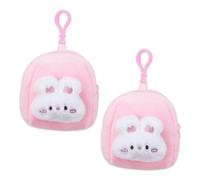 WSDMAVIS 2 portachiavi in peluche a forma di coniglietto kawaii, versatile, mini portafoglio, per borse, cartoni animati, coniglio, auricolari, custodia per le donne