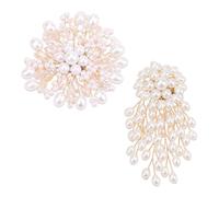 WSDMAVIS 2Pcs Simulazione Perla Fiore Spilla Spilla Risvolto Pin per le Donne Elegante Floreale Strass Pin Chic Wedding Costume Accessorio per Abiti Abiti, Medium, Zinco, Nessuna pietra preziosa