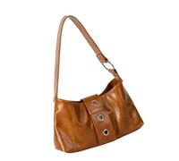 Wsdsgz Borsa ascellare alla moda comoda tracolla compatta essenziale borsa casual con cerniere premium moderno retrò ascellare con dettagli in metallo, Marrone, One Size