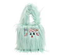 Wsdsgz Borsa tote 2023 Borsa di grande capacità alla moda per le donne della ragazza borsa del cellulare della peluche di colore versatile per le donne, Verde tenue, One Size