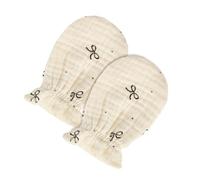 Wsdsgz Guanti protettivi delicati in cotone anti-graffio per neonati con disegni traspiranti per pelli sensibili da 0 a 24 mesi guanti in cotone per protezione del viso, Fiocco nero., Taglia unica