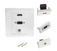 Wsdsgz Piastra di presa a muro standard da 86 mm HDTV VGA da 3,5 mm per connettività multimediale Facile installazione senza saldatura in varie impostazioni Piastra da parete multimediale senza