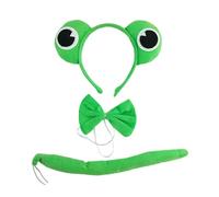 Wsdsgz Set di accessori per costume da rana, 2/3 pezzi, con orecchie, fasce per capelli, coda, papillon, per travestimenti di Halloween, feste cosplay