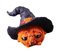 Wsdsgz Zucca intagliata dettagliata con resine cappello da strega scultura in miniatura accento decorativo di Halloween per l'ornamento dello spazio interno Resine di Halloween dettagliate ornamento