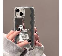 WSDSMS Custodia per telefono con specchio e lettere alla moda per iPhone 11, 14, 15, 16 Pro Plus, 12, 13 Pro Max, X, XS, antiurto, morbida, HB73, per iPhone 15