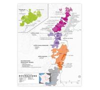 WSET Study Aid Poster Burgundy Wine Region Hierarchy Appellation Map Canvas Wall-Art For Exam Prep Room Home Tasting Corner(Framed,12x18inch(30x45cm))