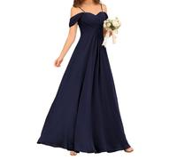 WSEYU Abiti da damigella d'onore con spalline sottili per abiti da sera da sposa abiti da ballo con volant abito da cocktail taglie forti, blu navy, 44