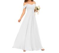 WSEYU Abiti da damigella d'onore con spalline sottili per abiti da sera da sposa abiti da ballo con volant abito da cocktail taglie forti, bianco, 40
