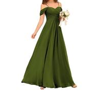 WSEYU Abiti da damigella d'onore con spalline sottili per abiti da sera da sposa abiti da ballo con volant abito da cocktail taglie forti, Oliva, 38