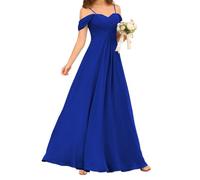 WSEYU Abiti da damigella d'onore con spalline sottili per abiti da sera da sposa abiti da ballo con volant abito da cocktail taglie forti, Blu reale, 40