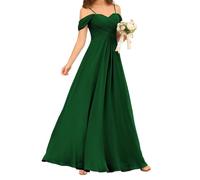 WSEYU Abiti da damigella d'onore con spalline sottili per abiti da sera da sposa abiti da ballo con volant abito da cocktail taglie forti, Verde smeraldo, 50