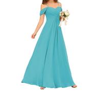 WSEYU Abiti da damigella d'onore con spalline sottili per abiti da sera da sposa abiti da ballo con volant abito da cocktail taglie forti, Blu acqua, 58 Più