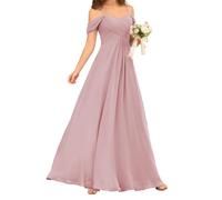 WSEYU Abiti da damigella d'onore con spalline sottili per abiti da sera da sposa abiti da ballo con volant abito da cocktail taglie forti, Rosa polvere, 38